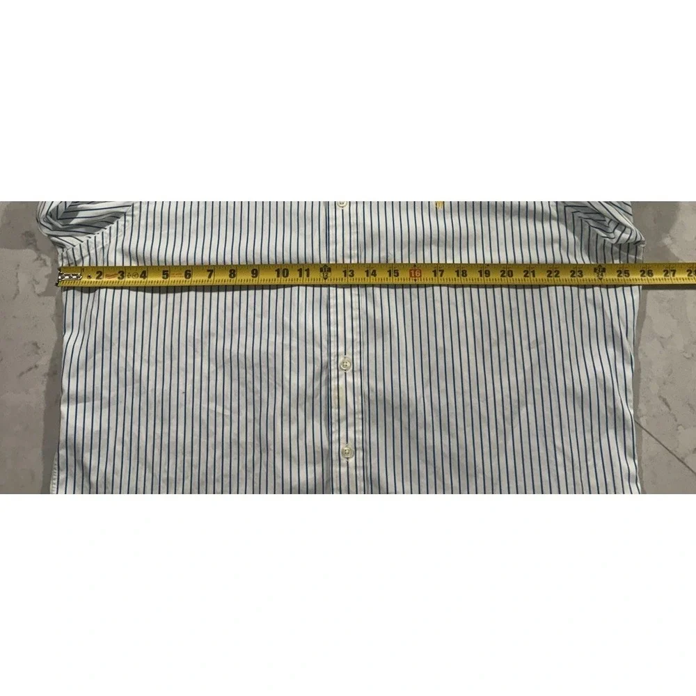 Ralph Lauren‎ Oxford Shirt Mens XL White Blue Stripes Classic Fit Button Down